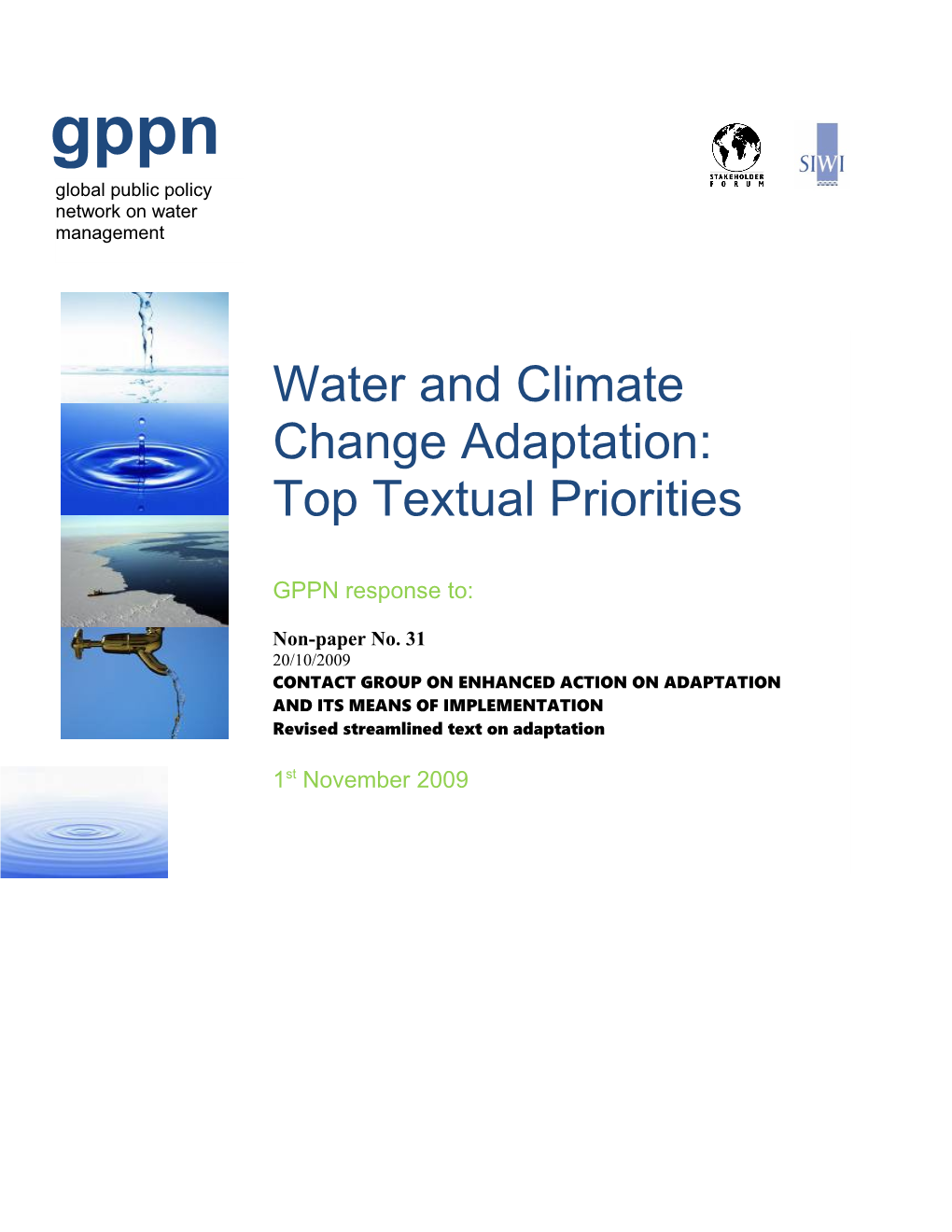 Water and Climate Change Adaptation: Top Textual Priorities