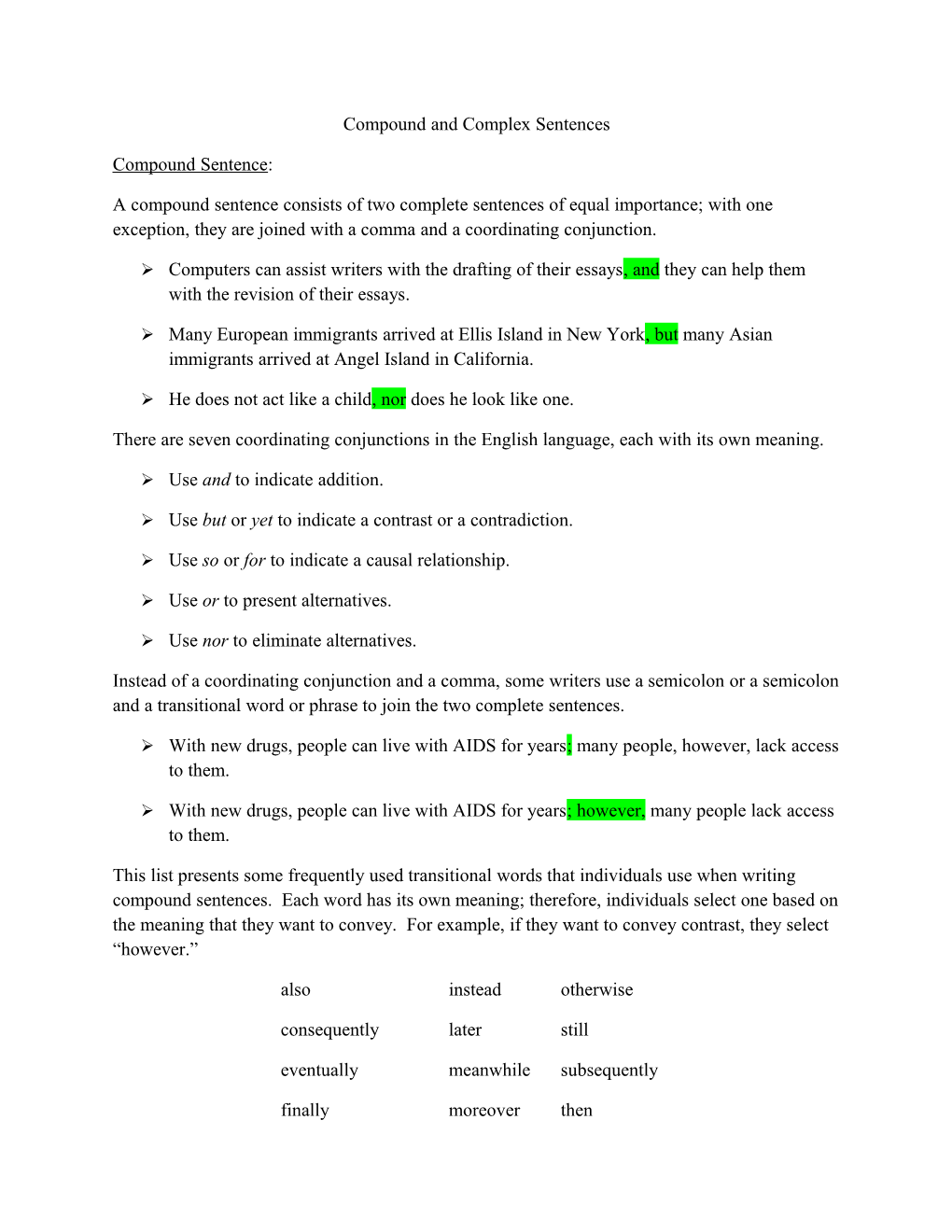 Compound and Complex Sentences