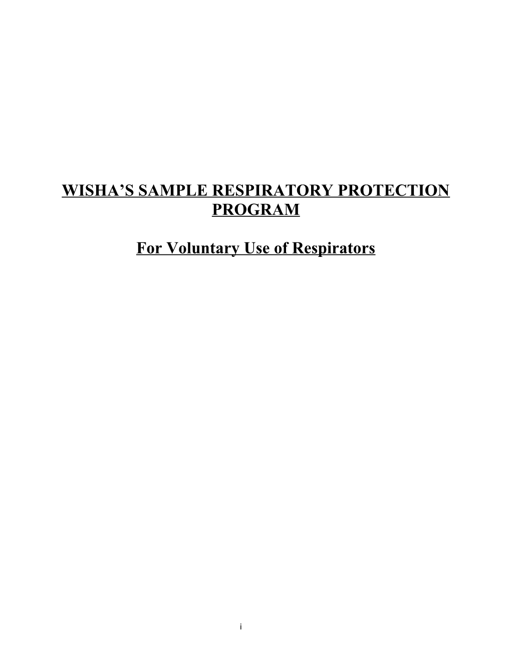 Dosh Sample Respiratory Protection Program