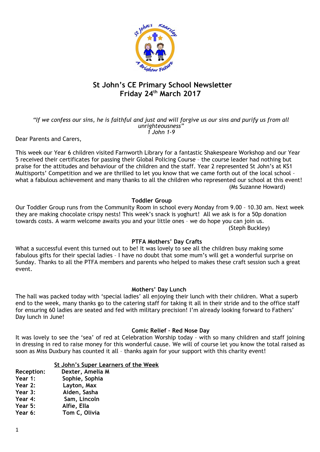 St John S CE Primary School Newsletter