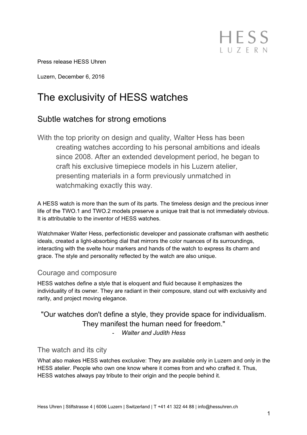 The Exclusivity of HESS Watches