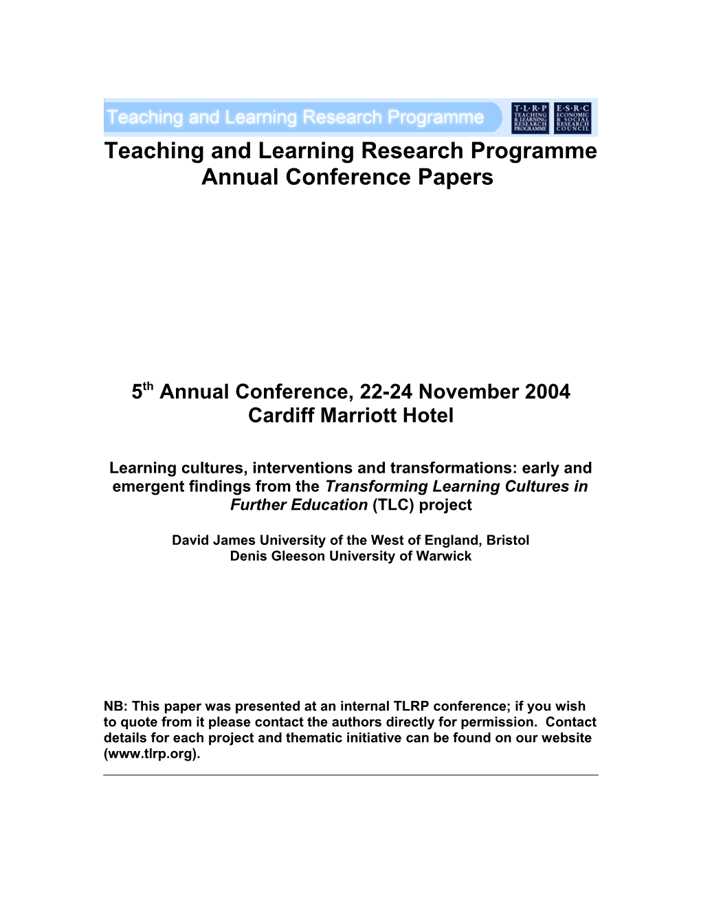 Transforming Learning Cultures in Further Education