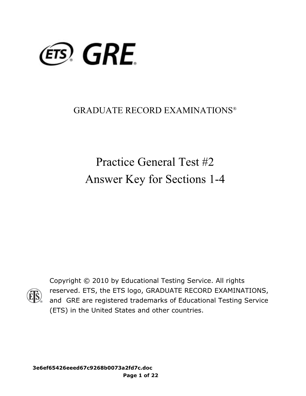 GRE Practice Test 2 Answers