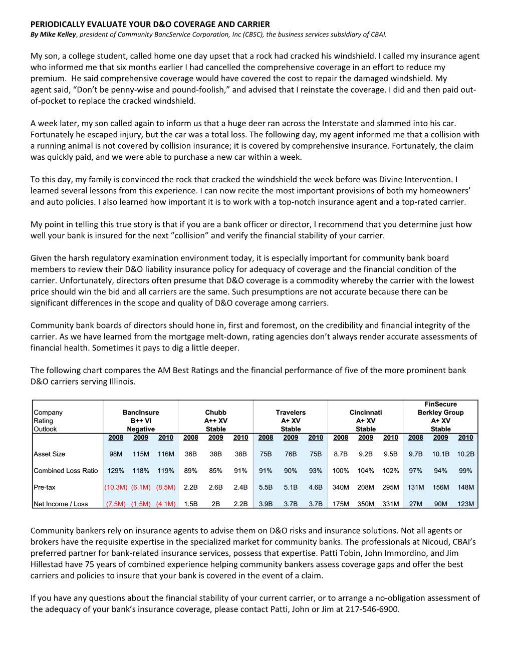 Periodically Evaluate Your D&O Coverage and Carrier