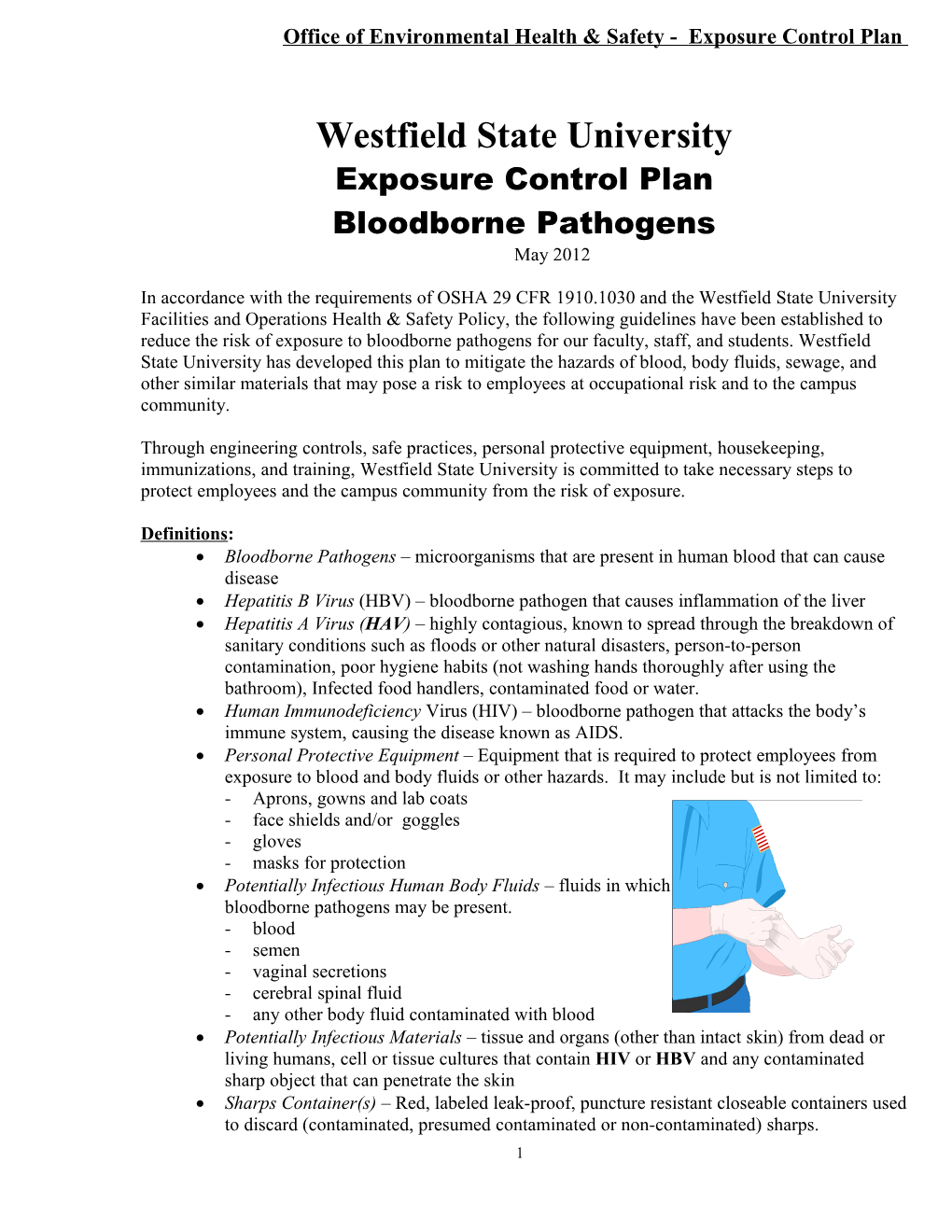 Office of Environmental Health & Safety - Exposure Control Plan