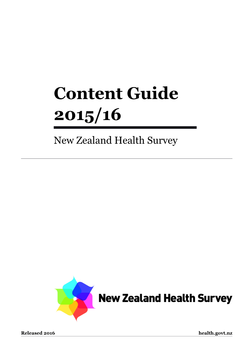 Content Guide 2015/16 New Zealand Health Survey