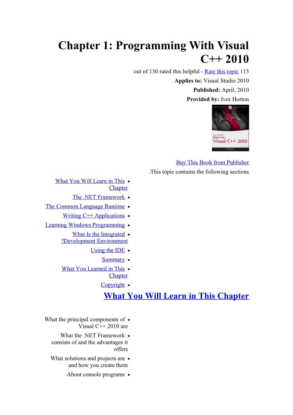 Chapter 1: Programming with Visual C 2010