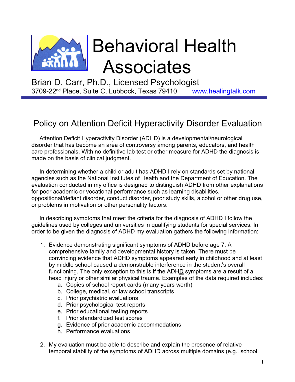 Behavioral Health Associates, P
