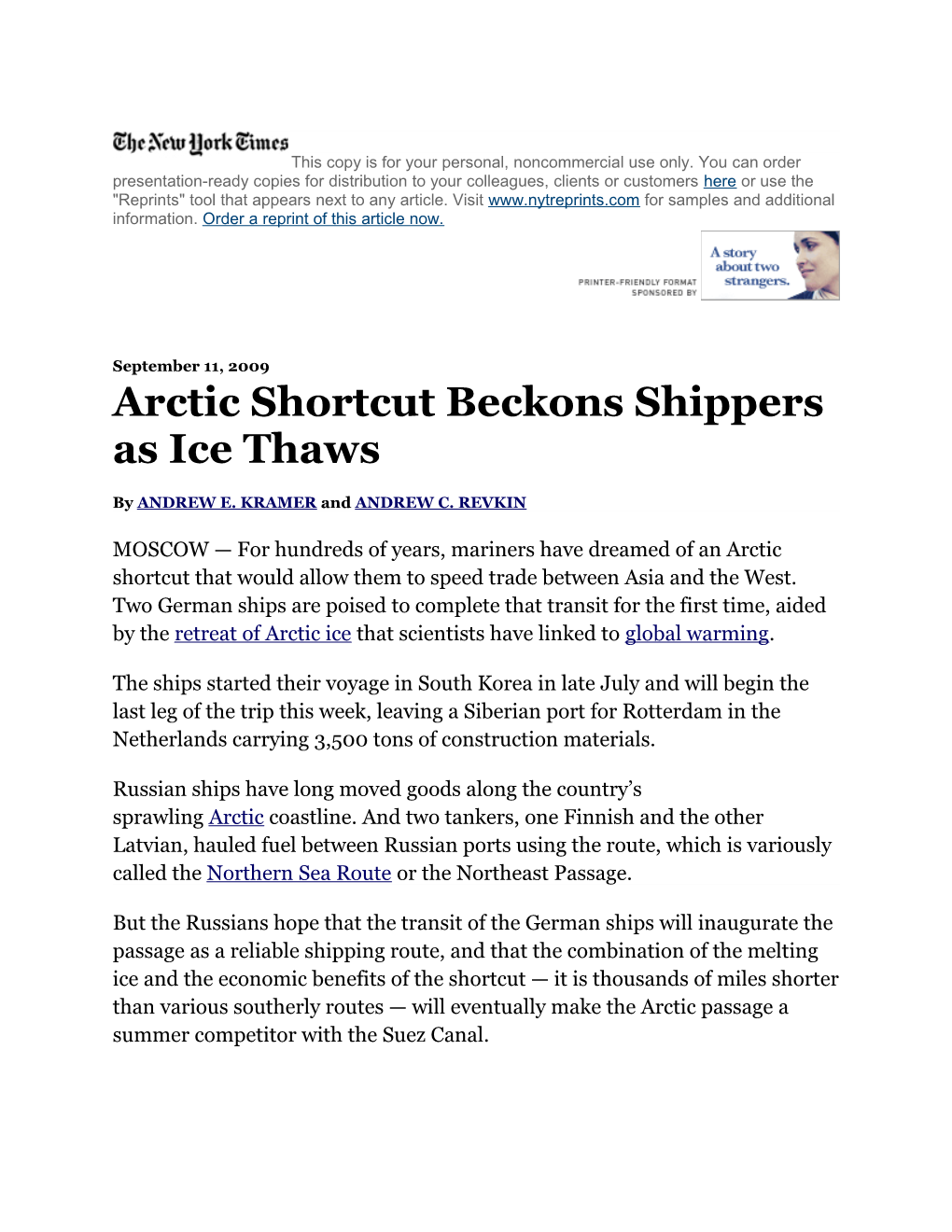 Arctic Shortcut Beckons Shippers As Ice Thaws