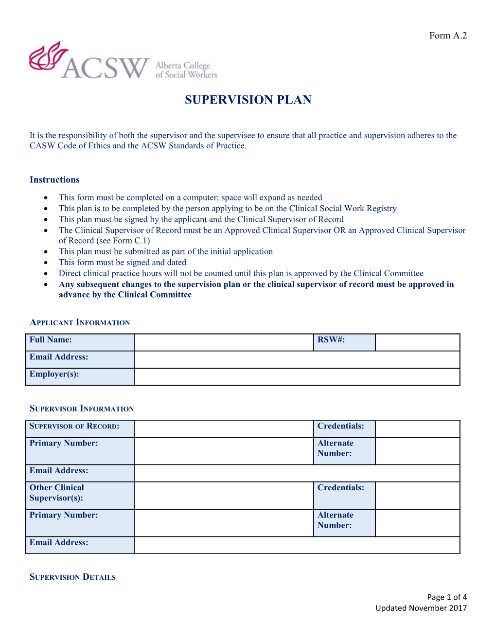 Supervision Plan