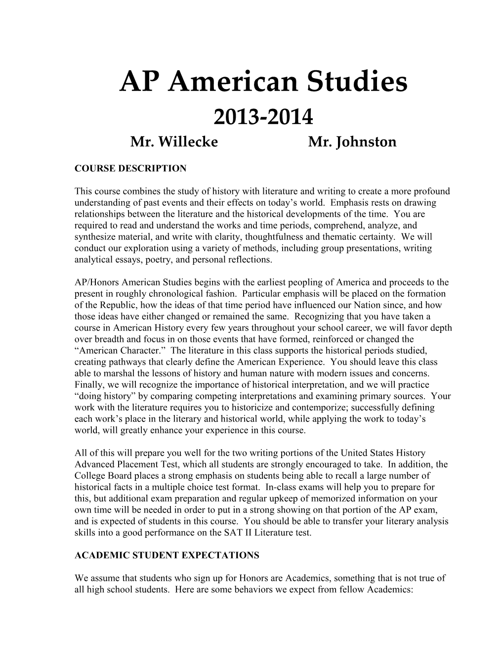 AP American Studies
