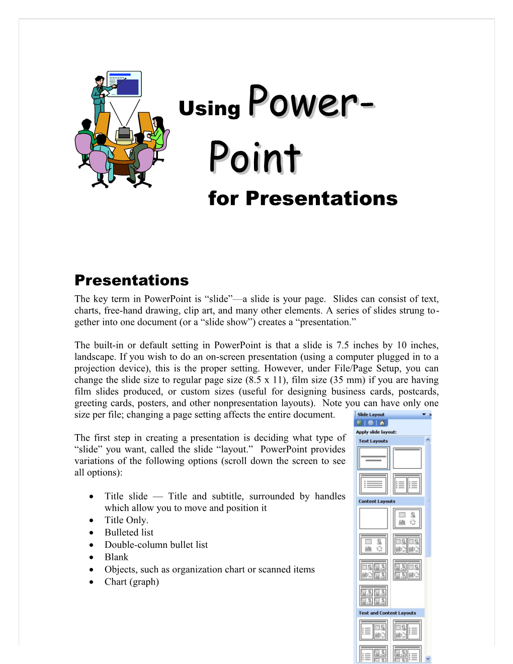 Using Powerpointfor Presentations