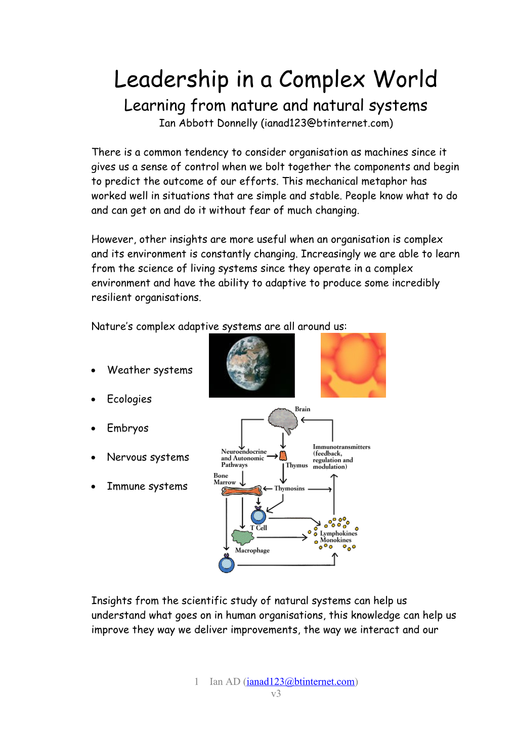 Learning from Nature and Natural Systems