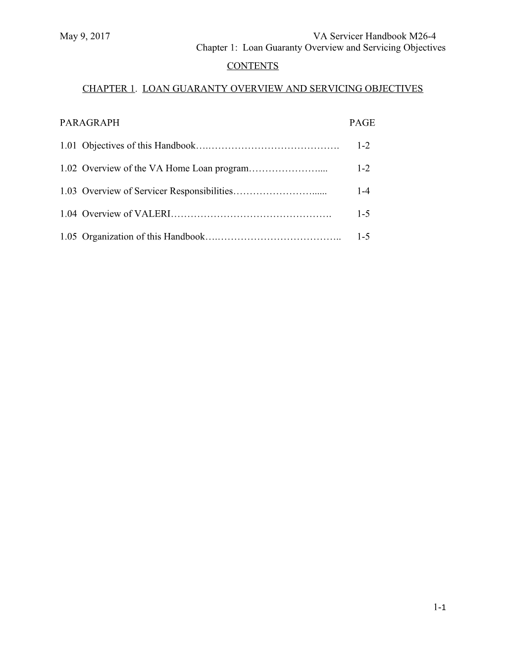 Chapter 1: Loan Guaranty Overview and Servicing Objectives