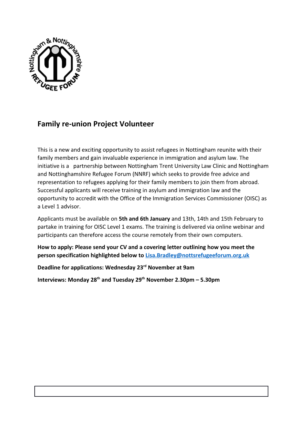 Family Re-Union Project Volunteer