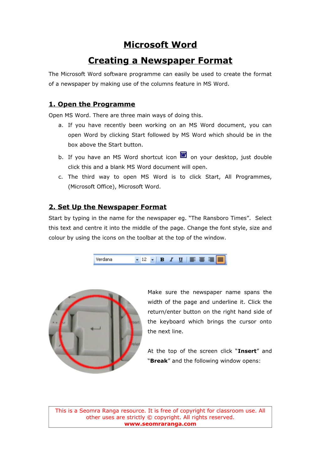 Creating a Newspaper Format