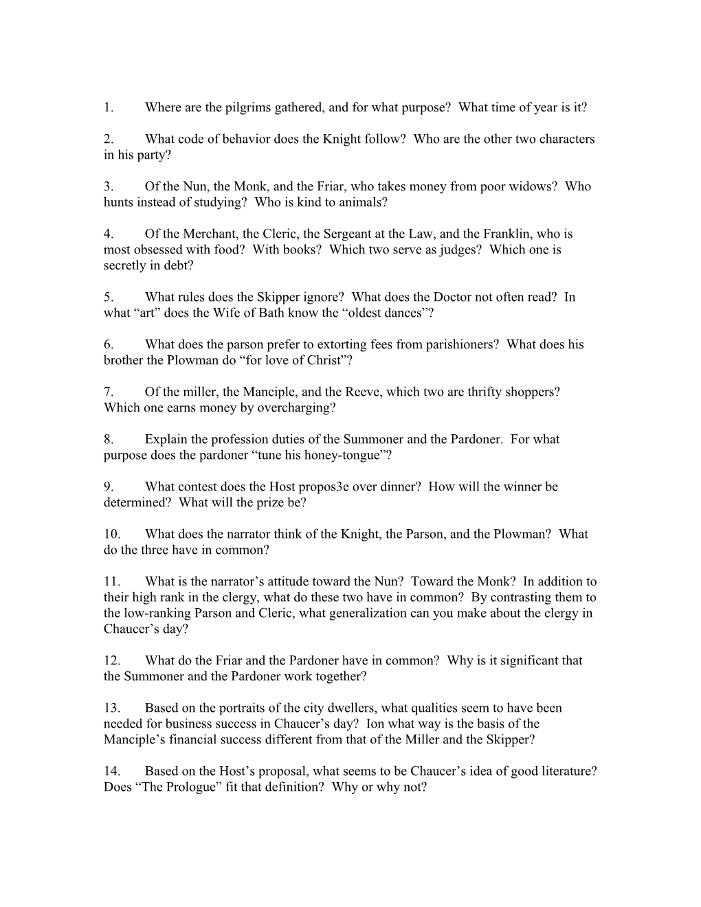 1. Where Are the Pilgrims Gathered, and for What Purpose? What Time of Year Is It?