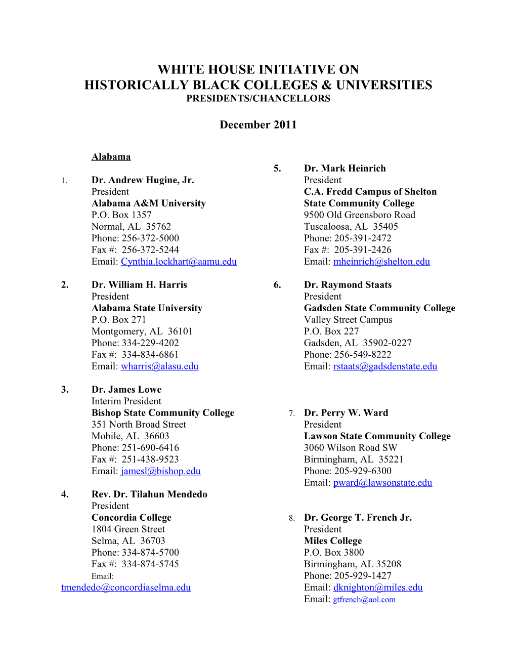 Historically Black Colleges & Universities