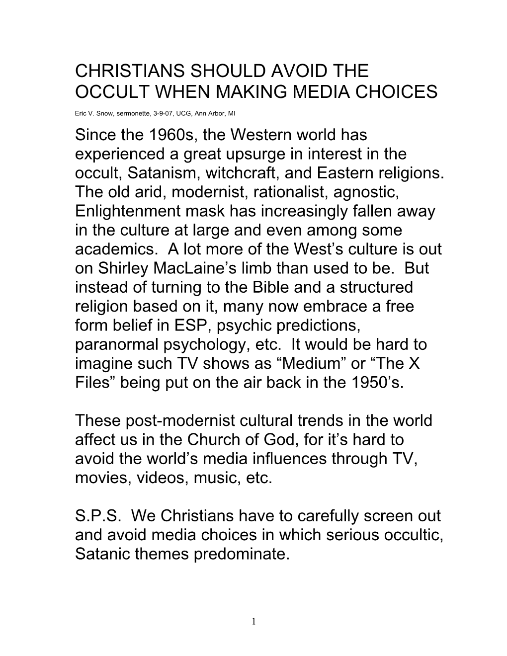 Christians Should Avoid the Occult When Making Media Choices
