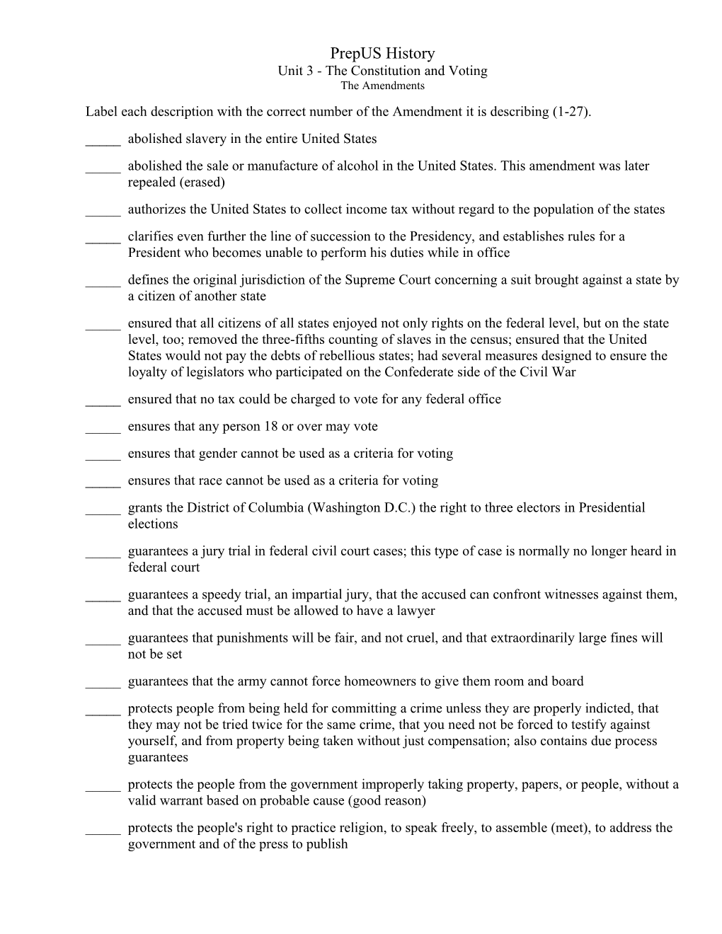 Unit 3 - the Constitution and Voting