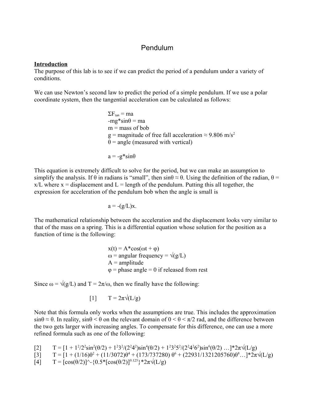 G = Magnitude of Free Fall Acceleration 9.806 M/S2