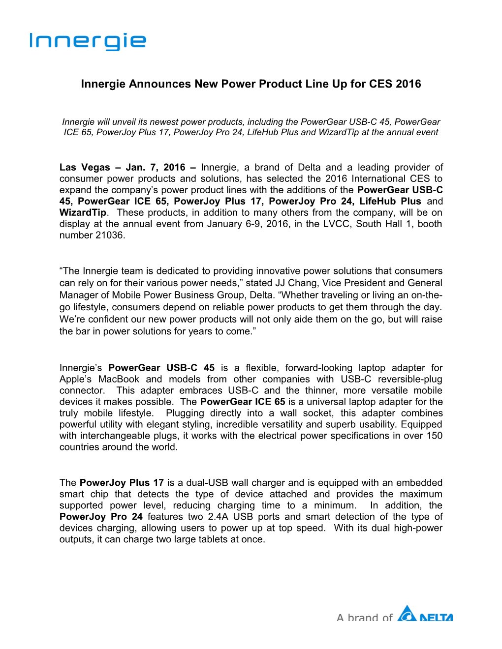 Innergie Announces New Power Product Line up for CES 2016