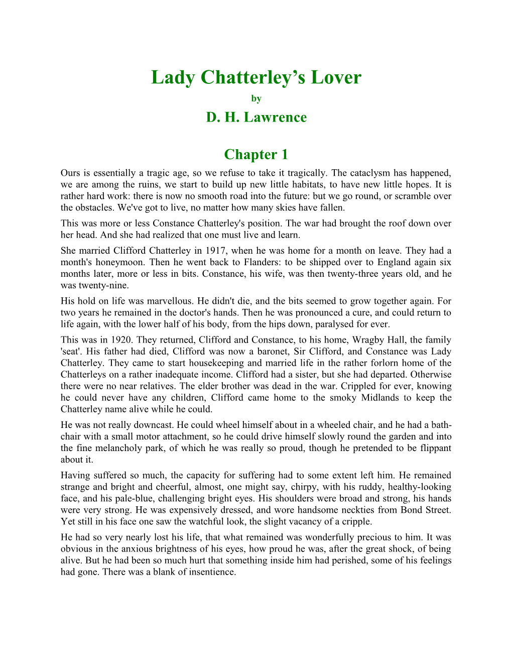 Lady Chatterley S Lover