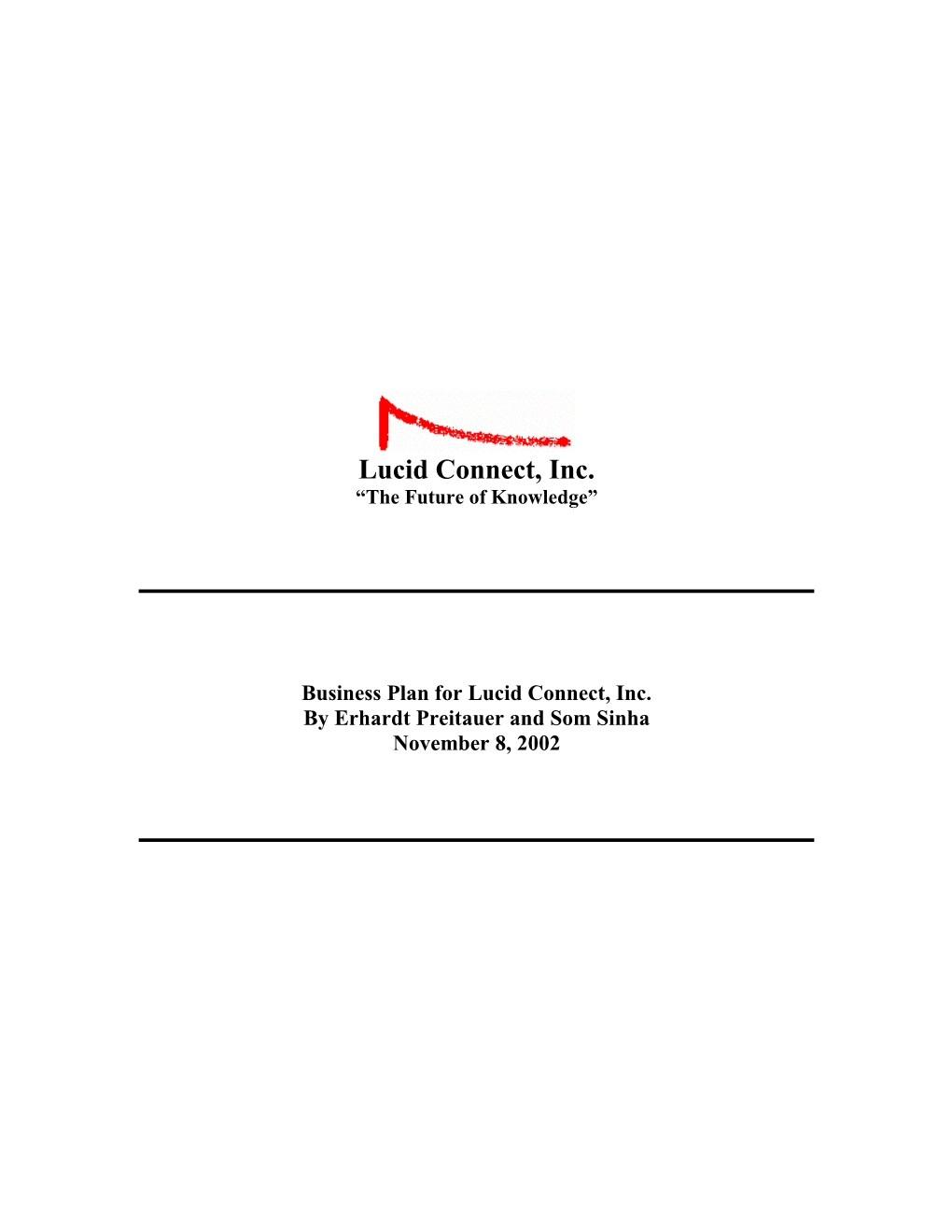 Lucid Connect, Inc. Business Plan