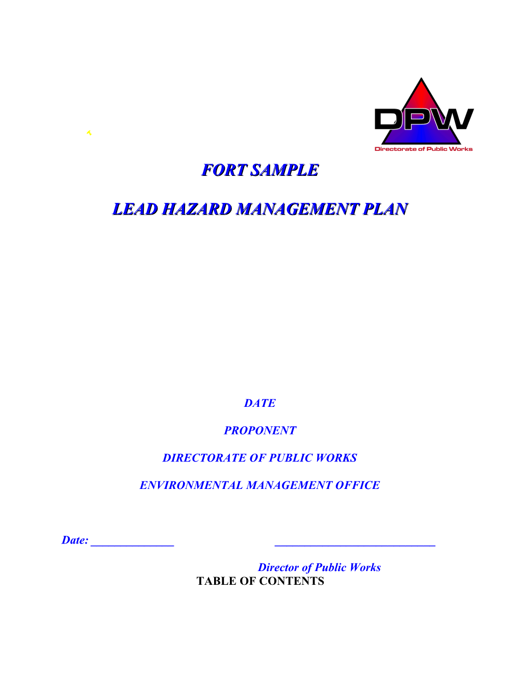 Lead Hazard Management Plan Fort George G. Meade