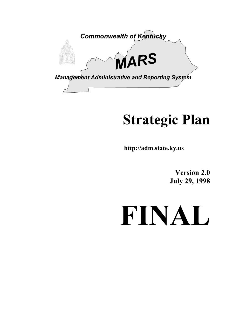 Commonwealth of Kentucky MARS Projectstrategic Plan