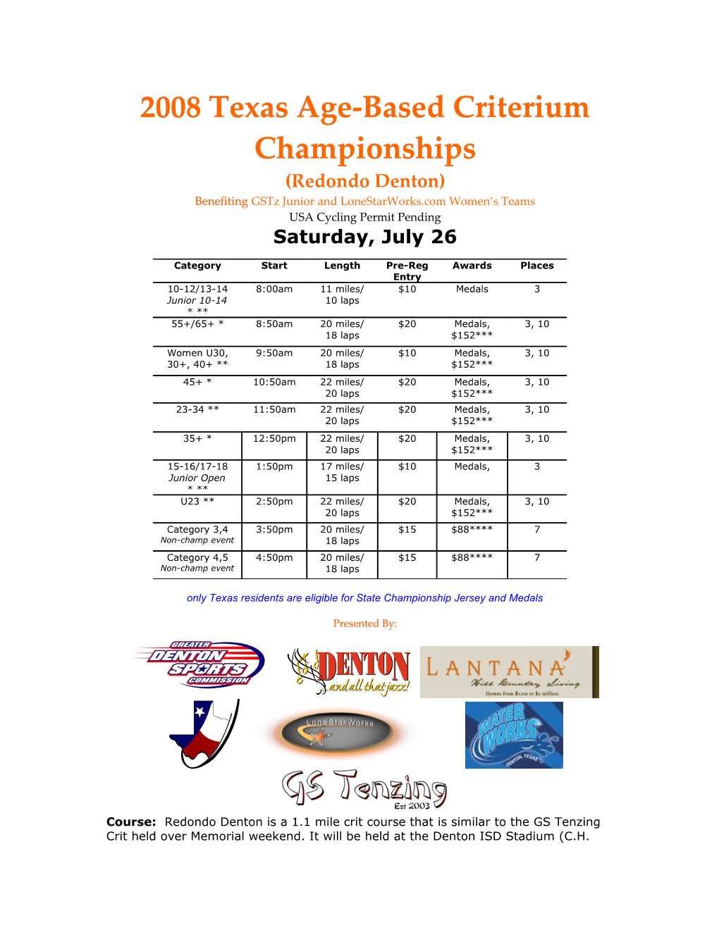 2008 Texas Age-Based Criterium Championships