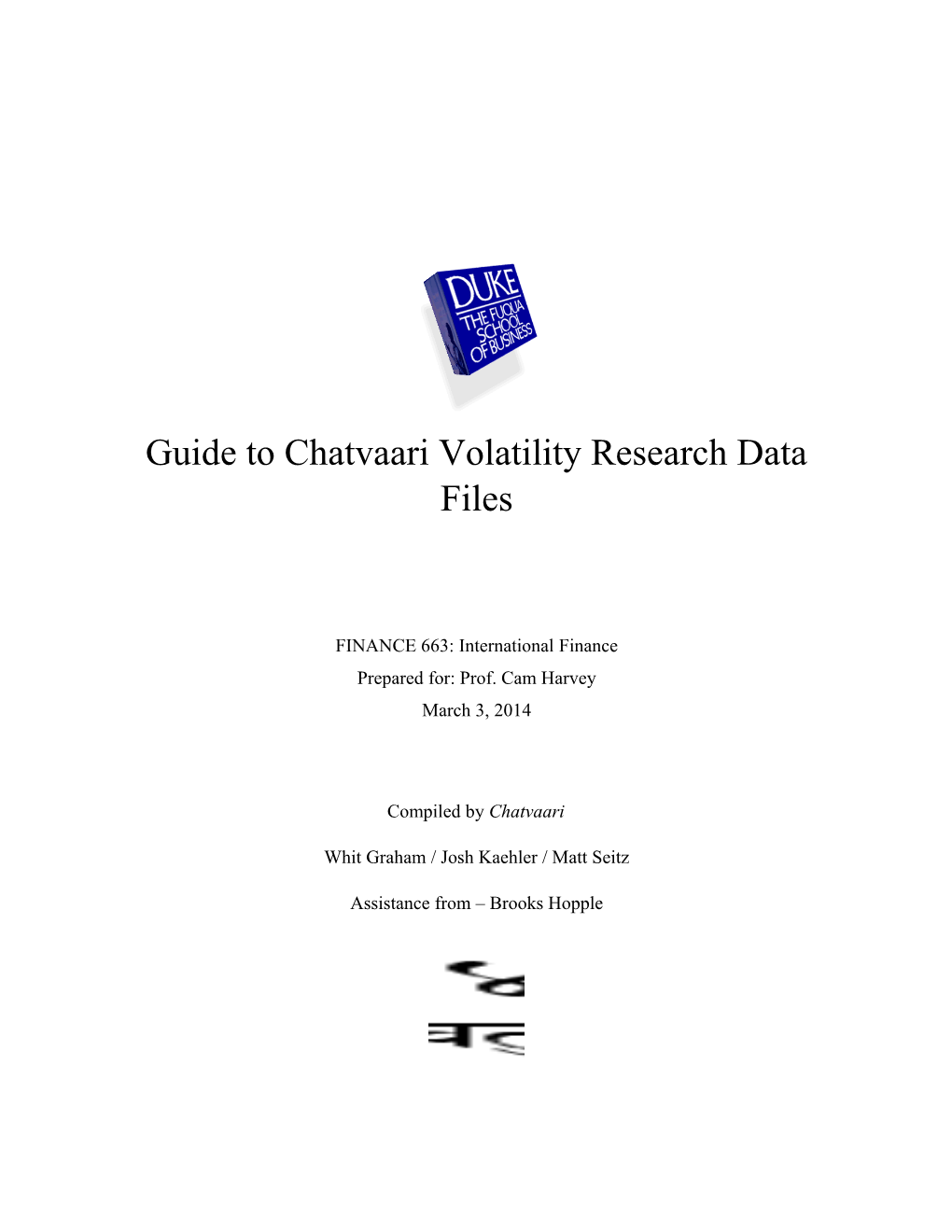 Guide to Chatvaari Volatility Research Data Files
