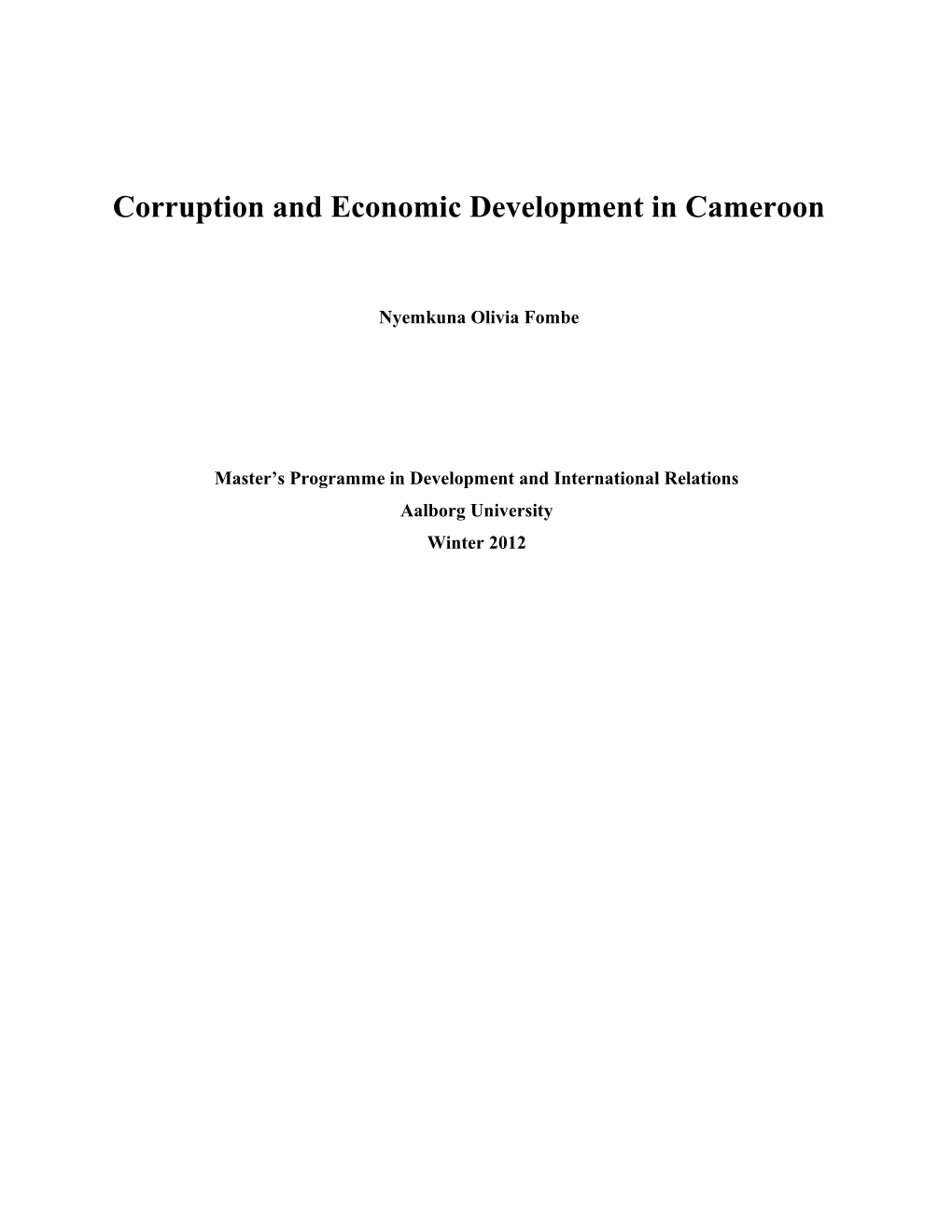 Corruption and Economic Development in Cameroon