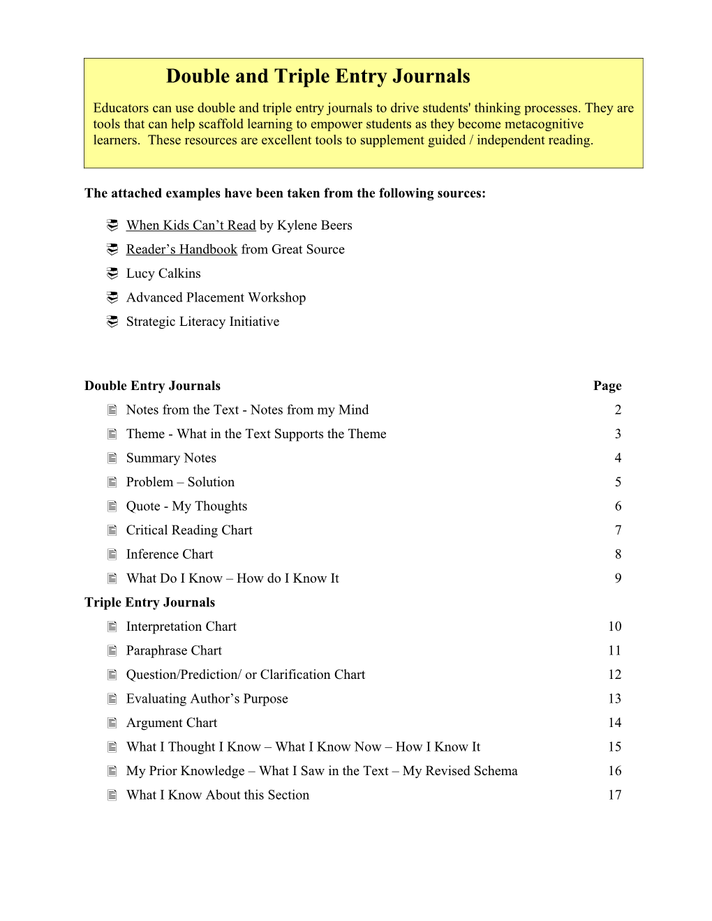 Double and Triple Entry Journals