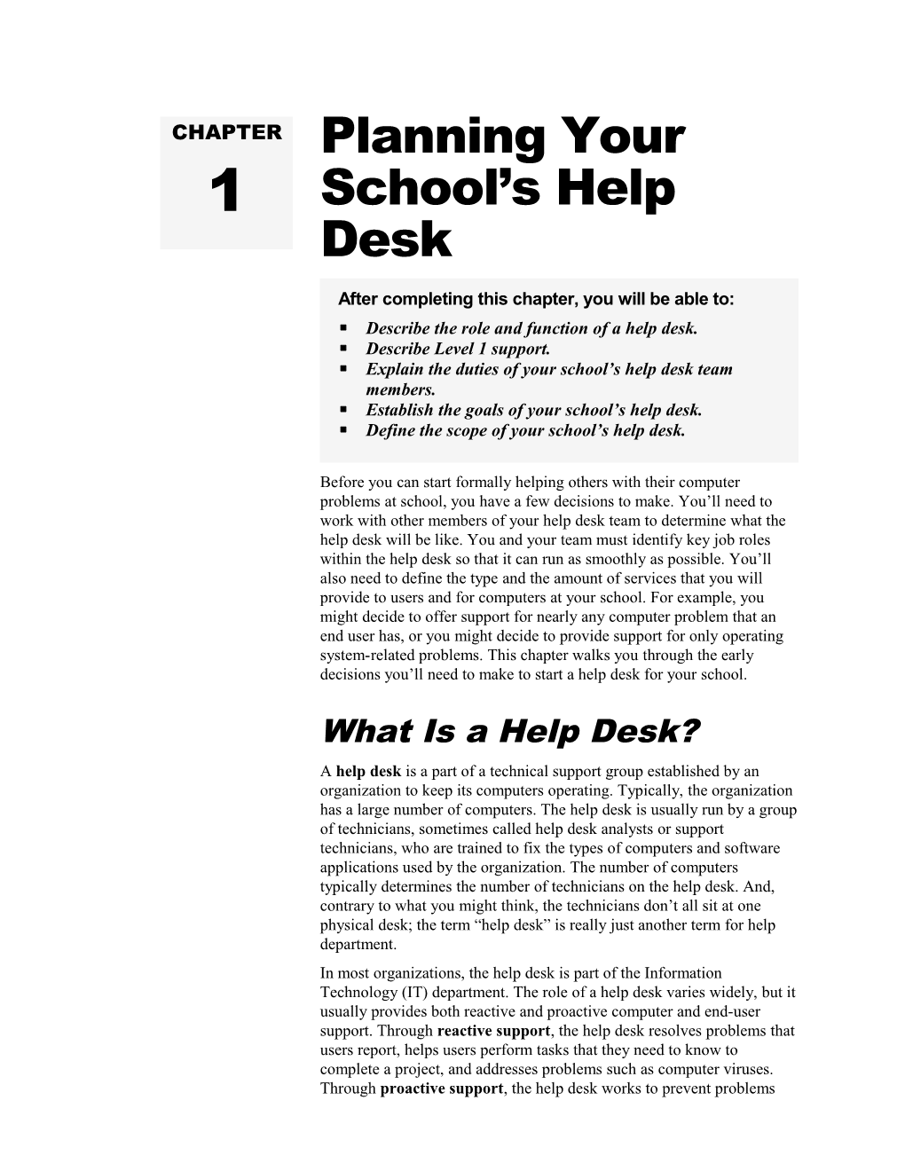 Planning for Your School S Help Desk 1