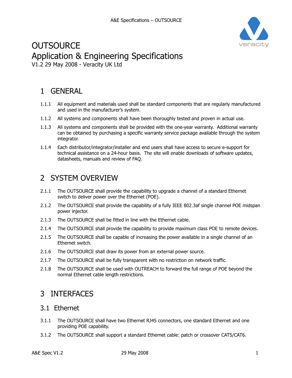 A&E Specifications OUTSOURCE