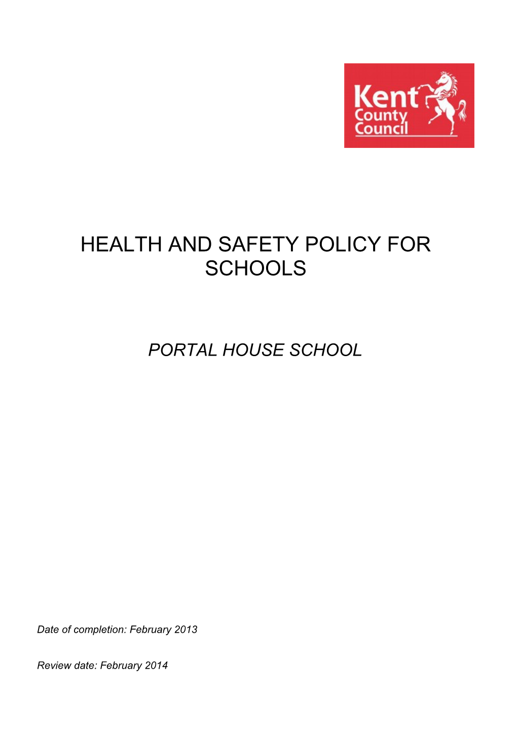 Health and Safety Policy for Schools