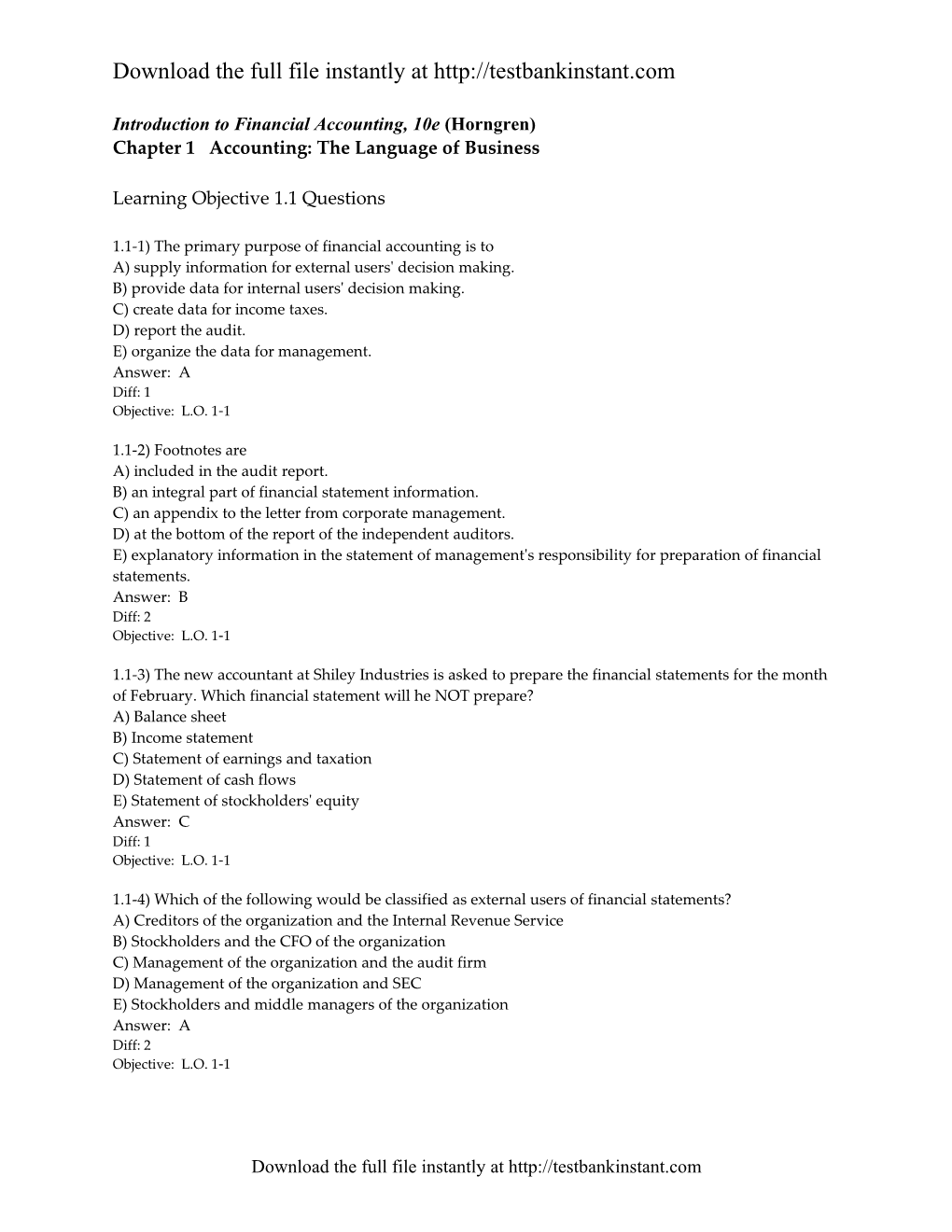 Introduction to Financial Accounting, 10E (Horngren)