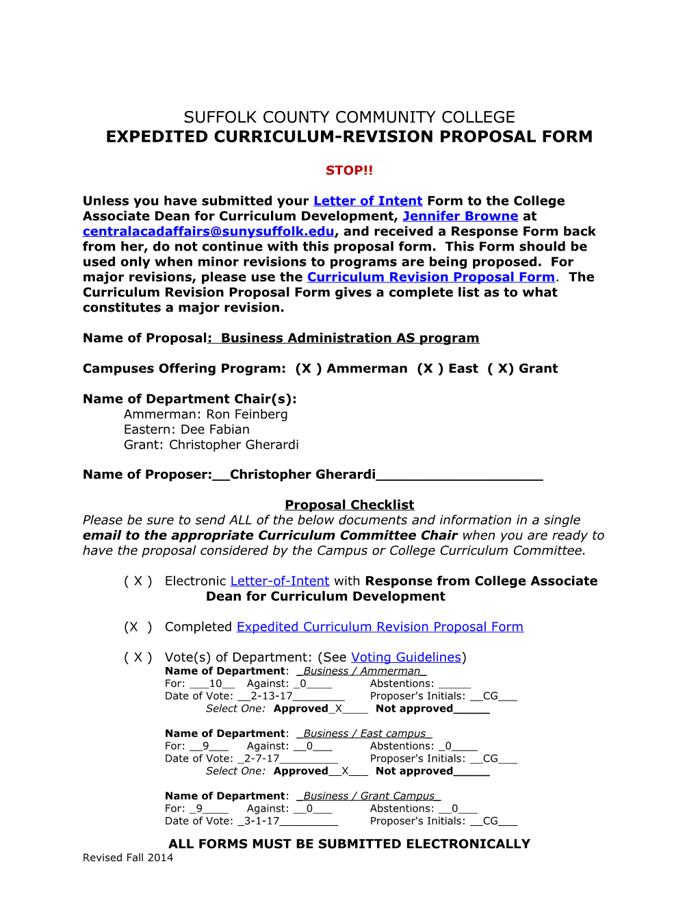 Format for New Course/Curriculum Proposals