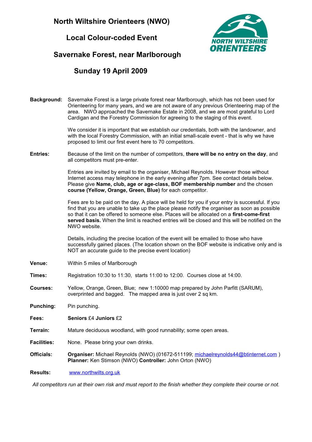 North Wiltshire Orienteering Club (NWO)