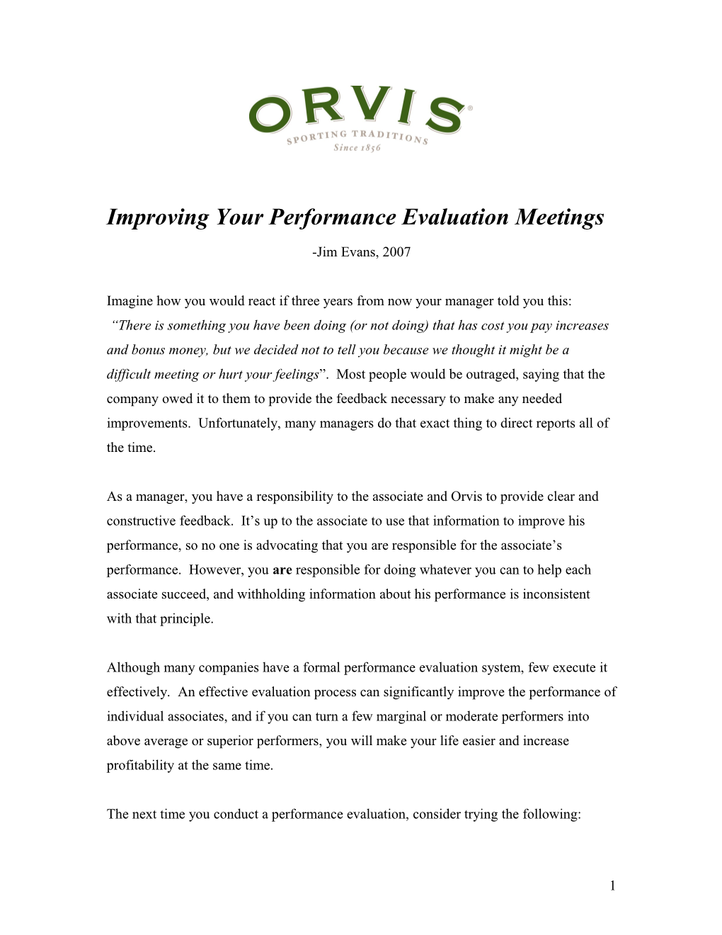 Improving Your Performance Evaluation Meetings