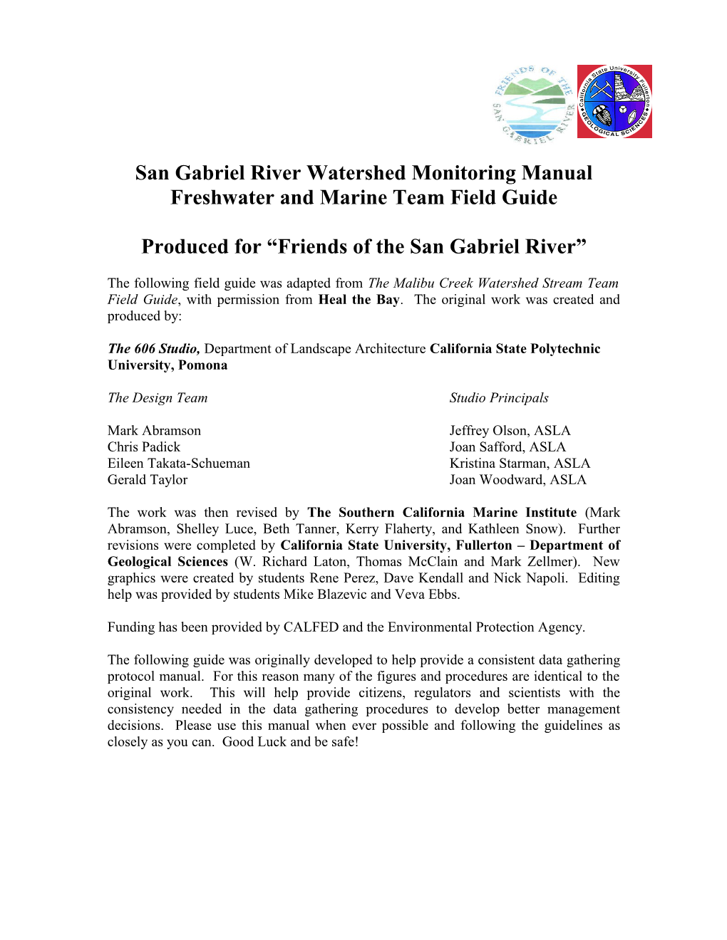 San Gabriel River Watershed Freshwater and Marine Team Field Guide