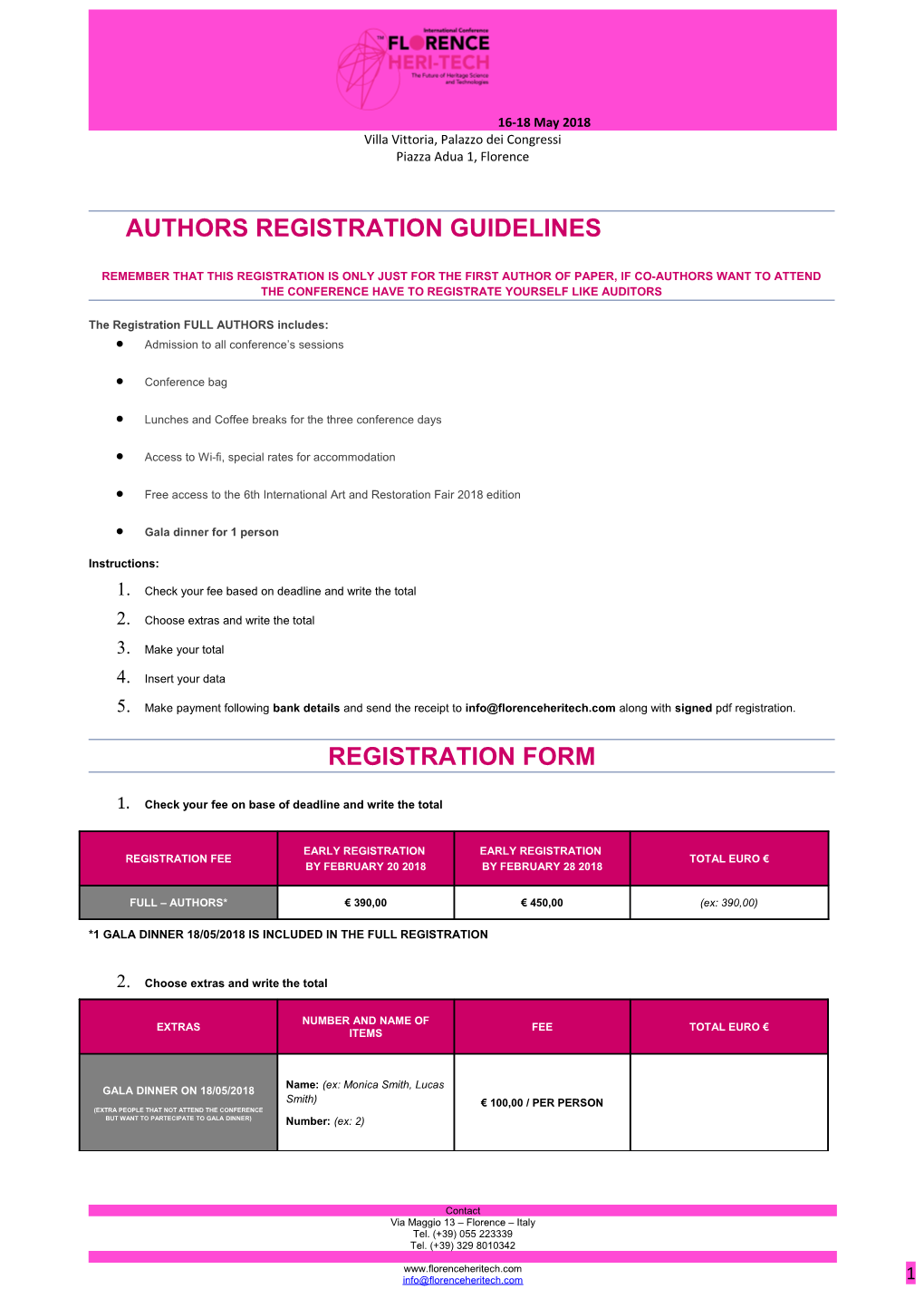 Authors Registration Guidelines