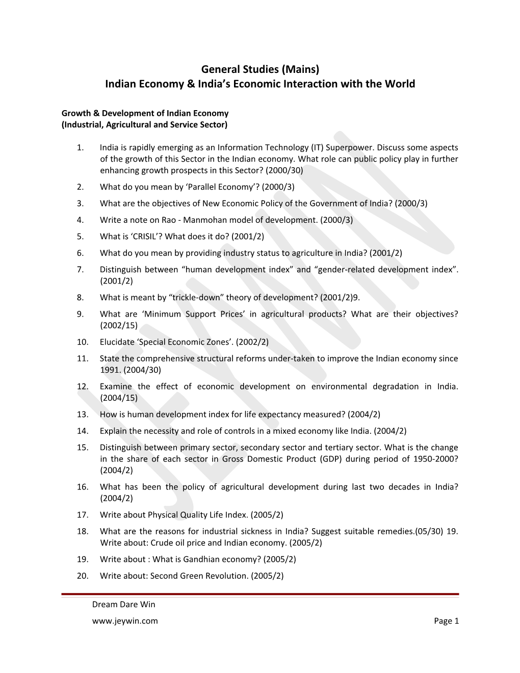 Indian Economy & India S Economic Interaction with the World