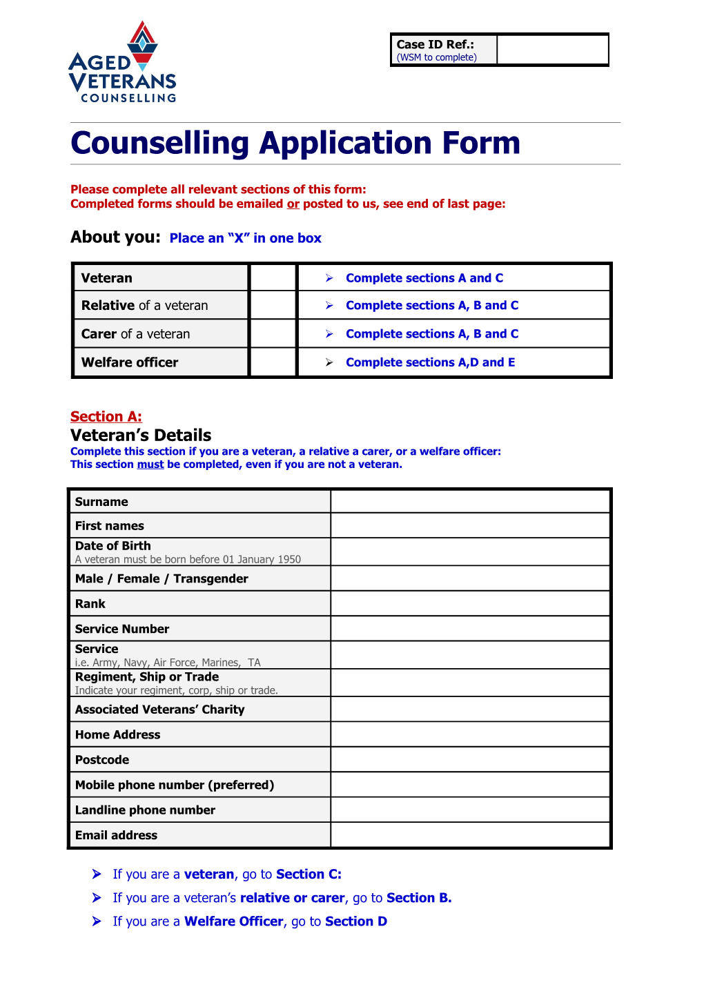 Counselling Referral Form to Work Stress Management