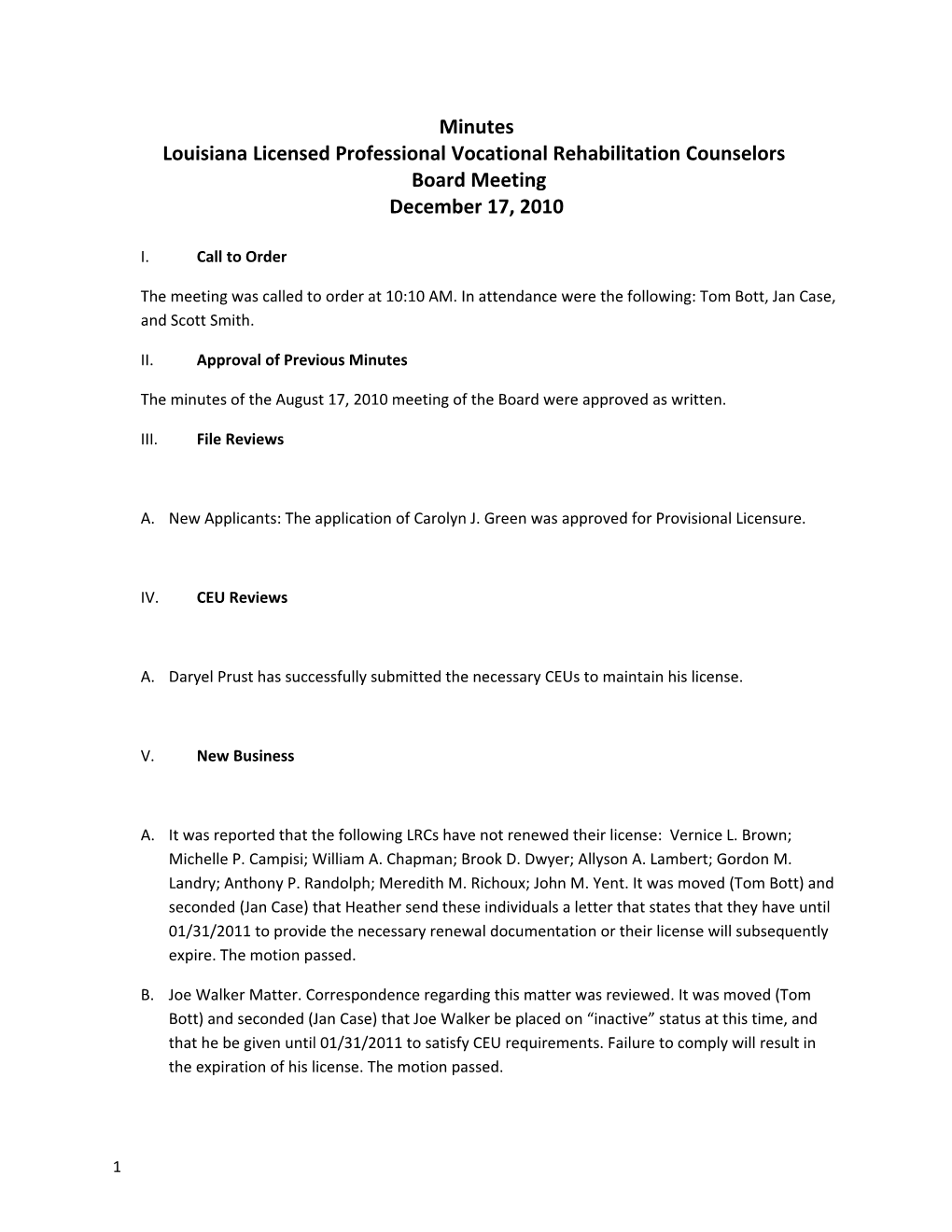 Louisiana Licensed Professional Vocational Rehabilitation Counselors