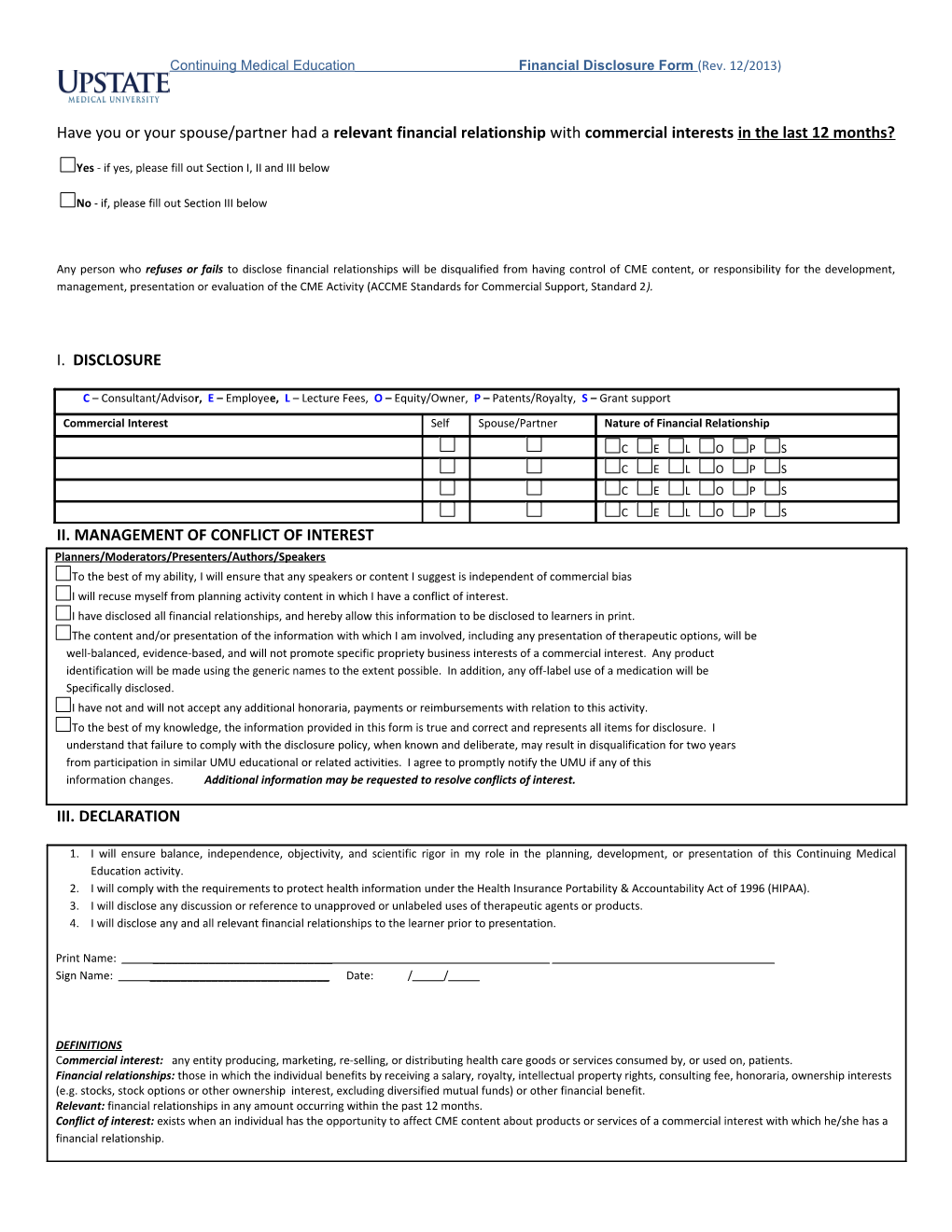 Policy to Monitor and Resolve Potential Conflict of Interest