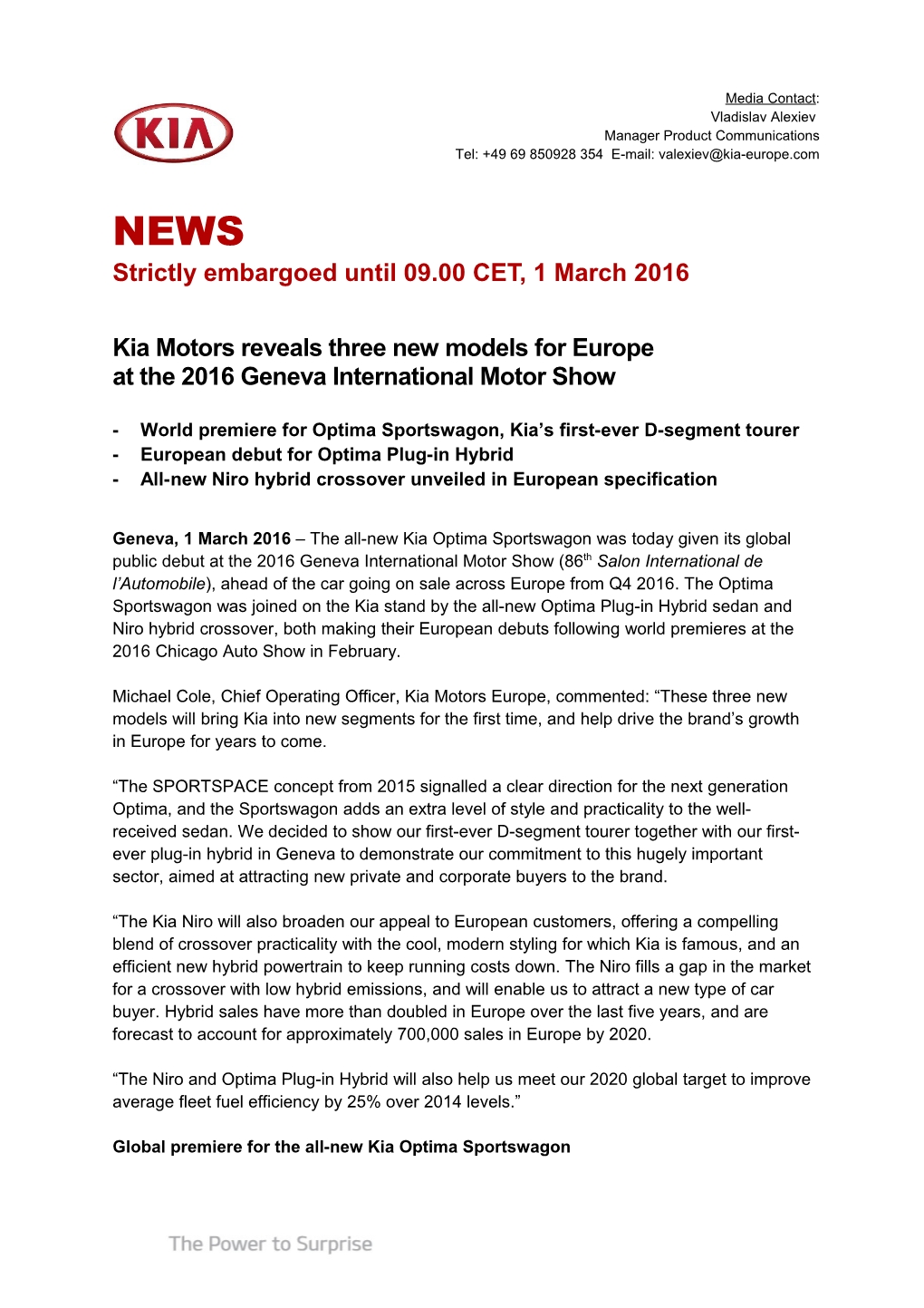 Kia Motors Reveals Three New Models for Europe