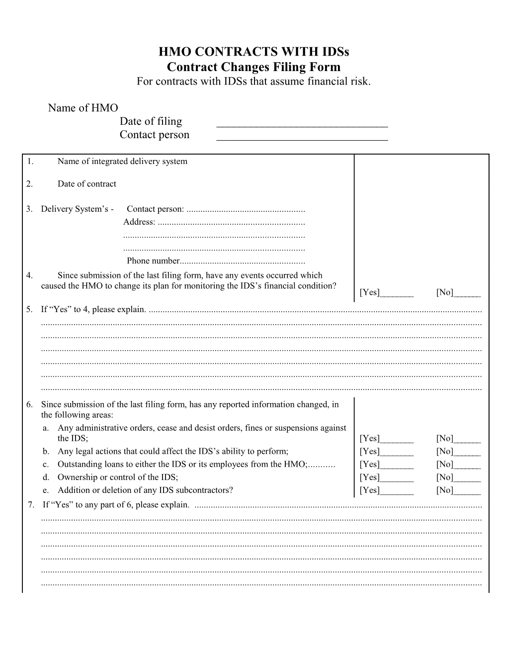 HMO CONTRACTS with Idss