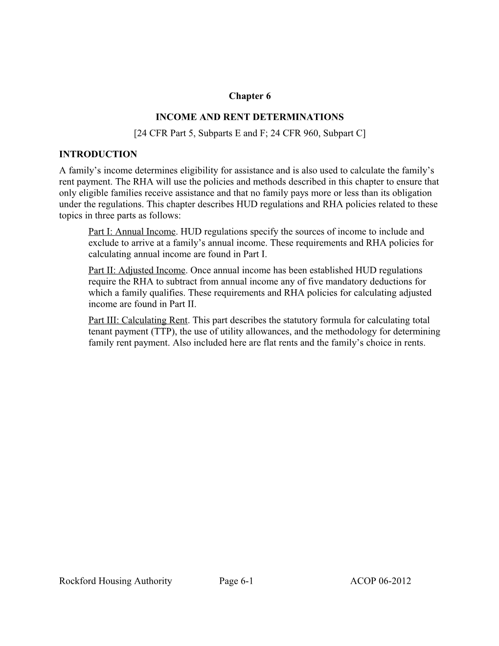 Chapter 6: Income and Rent Determinations